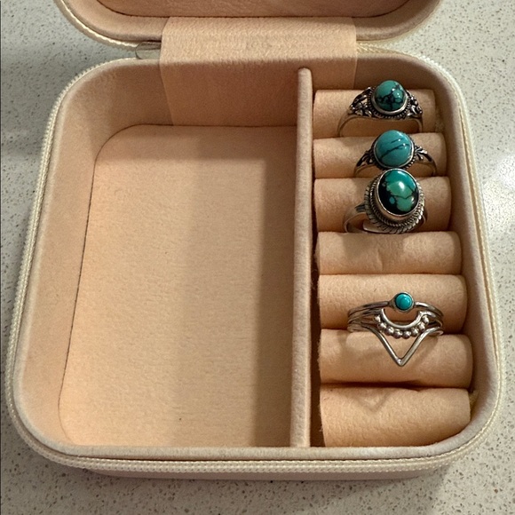 925 Silver Turquoise Ring Set - Picture 5 of 5